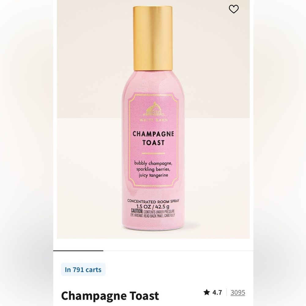 🥂3) 🥂”CHAMPAGNE TOAST” Concentrated Room Spray ea: 1.5 oz / 42.5 g, B&BW, NWTag - Picture 2 of 8